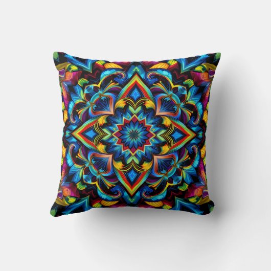 Colorido Kaleidoscope Mandala Design Mug, almohada クッション (裏面)