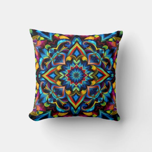 Colorido Kaleidoscope Mandala Design Mug, almohada クッション (正面)