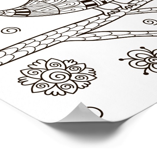 Coloring Page Bird Chirping ポスター (角)