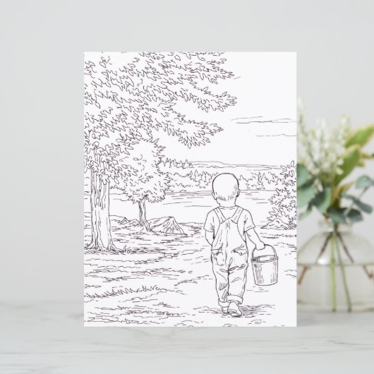 Coloring Page - Boy Goin' Pishin' (スタンド正面)