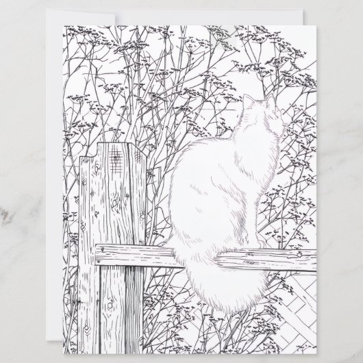 Coloring Page - Cat on Fence (正面)