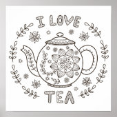 Coloring Page I Love Tea ポスター (正面)