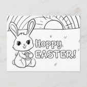 Coloring Postcard Hoppy Easter Bunny with Egg シーズンポストカード (正面)