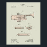Colorized Vintage Trumpet Patent Illustration   ポスター<br><div class="desc">Vintage look poster features colorized version of original illustration for a 1919 trumpet design.</div>
