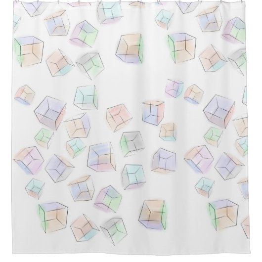 Colors 3D cubes Throw Pillow シャワーカーテン (正面)