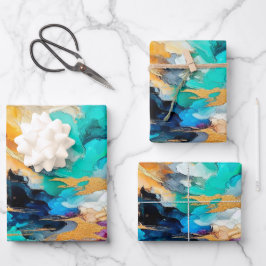 Colors and Gold ラッピングペーパーシート