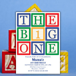 Colors Building Blocks The Big One 1st Birthday 招待状