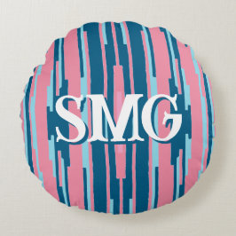 Colorstack Ikat in Pink + Aqua Personalized ラウンドクッション