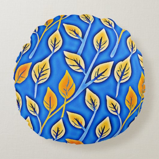 ColorVista鮮やかの葉パターン ラウンドクッション (正面)
