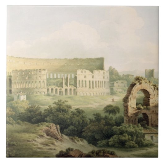 Colosseum、ローマ1802年(w/c woのグラファイトに タイル (正面)