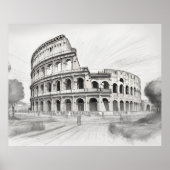 Colosseum historical architecture art drawing in r ポスター (正面)
