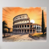 Colosseum in rome italy at sunset  ポスター (正面)