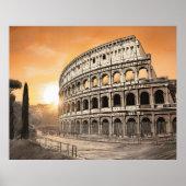 Colosseum in rome with warm sunset light ポスター (正面)