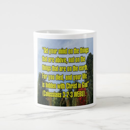 Colossians 3:2-3 WEBU Mug ジャンボコーヒーマグカップ (正面)