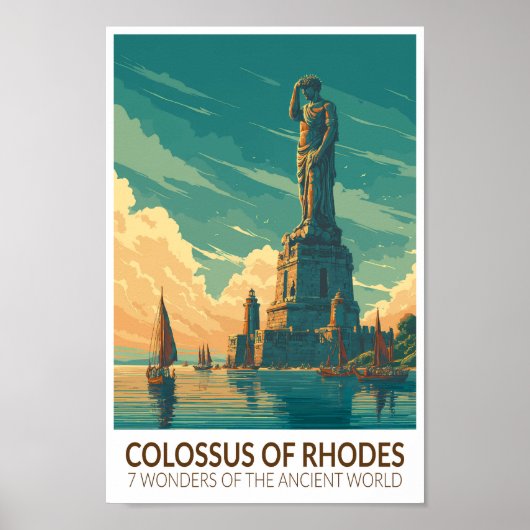 Colossus of Rhodes Seven Wonders of the World Art ポスター (正面)