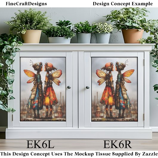 Colouful Cute Steampunk Fairies EK6R Decoupage 薄葉紙