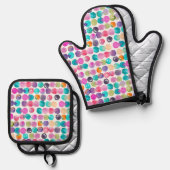Colour Pop Oven Mitt – Fun Watercolor Kitchen  鍋つかみ&鍋敷きセット (正面/裏面)