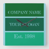 Coloured Block Style Company Name スクエア壁時計 (正面)