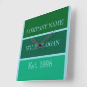 Coloured Block Style Company Name スクエア壁時計 (傾斜)