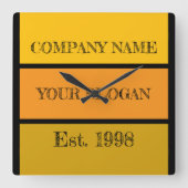 Coloured Block Style Company Name スクエア壁時計 (正面)