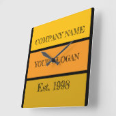 Coloured Block Style Company Name スクエア壁時計 (傾斜)