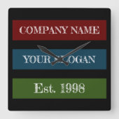 Coloured Block Style Company Name スクエア壁時計 (正面)