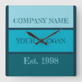 Coloured Block Style Company Name スクエア壁時計 (正面)