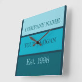 Coloured Block Style Company Name スクエア壁時計 (傾斜)