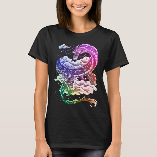 Coloured Japanese tradition dragon Tシャツ (正面)