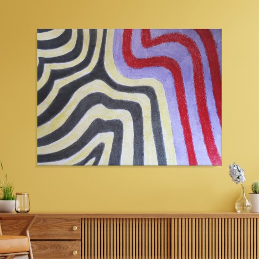 Coloured Waves Stretched Canvas Print キャンバスプリント (インサイチュ (リビング))