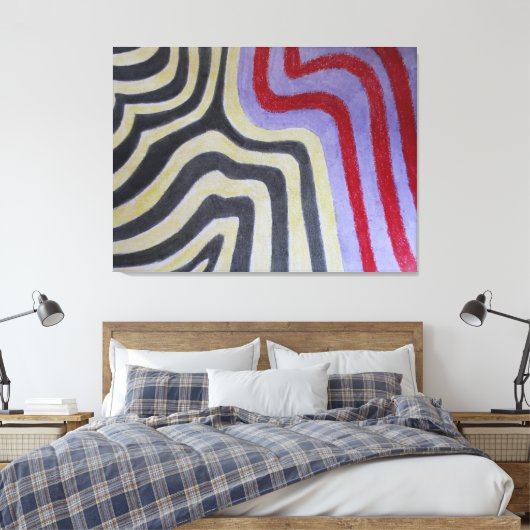 Coloured Waves Stretched Canvas Print キャンバスプリント (インサイチュ (寝室))