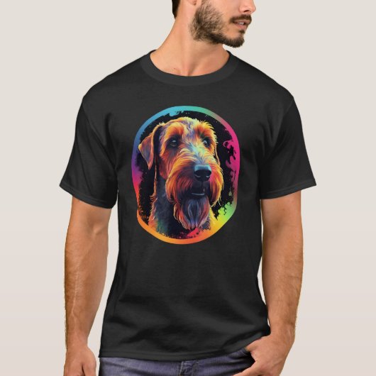 Colourful Airedale Terrier Dog Dad Mom Graffity Tシャツ (正面)