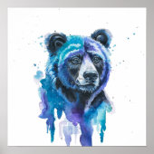 Colourful Bear Watercolour Artwork ポスター (正面)