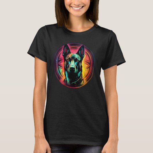 Colourful Belgian Malinois Dog Dad Mom Graffity Tシャツ (正面)