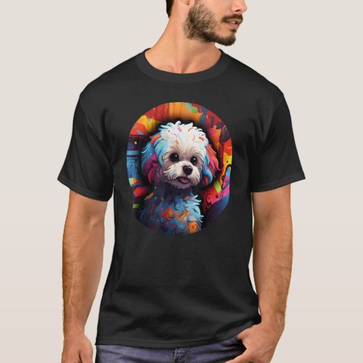 Colourful Bichon Frise Dog Dad Mom Graffity 1 Tシャツ (正面)