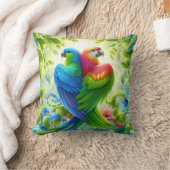 Colourful bird Throw Cushion クッション (ブランケット)