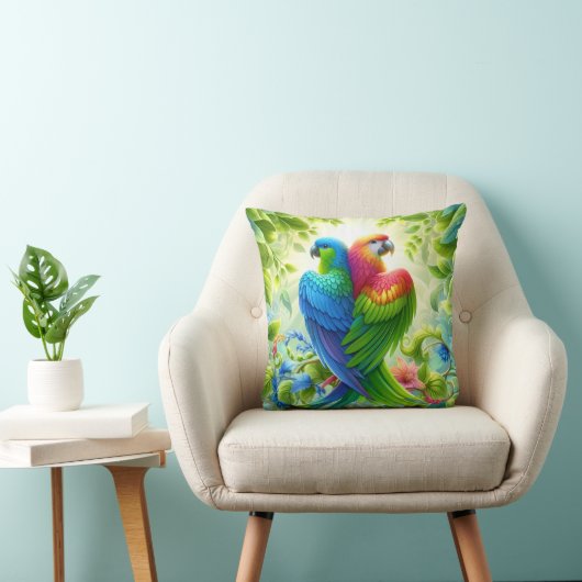Colourful bird Throw Cushion クッション (椅子)
