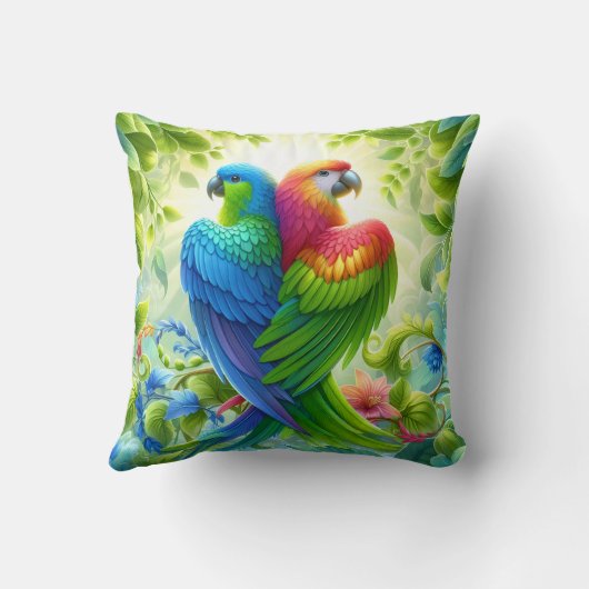 Colourful bird Throw Cushion クッション (裏面)