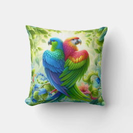 Colourful bird Throw Cushion クッション