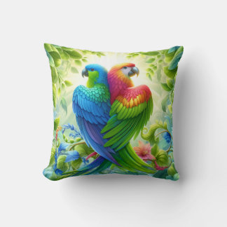 Colourful bird Throw Cushion クッション