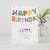 Colourful birthday invitation in festive theme 招待状 (スタンド正面)