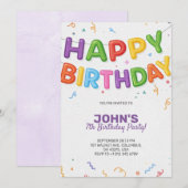 Colourful birthday invitation in festive theme 招待状 (正面/裏面)