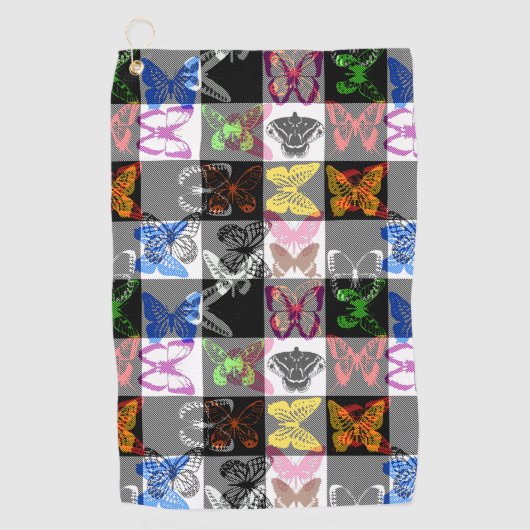 Colourful Butterfly Plaid Tartan Check Design  ゴルフタオル (正面)