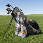 Colourful Butterfly Plaid Tartan Check Design  ゴルフタオル (グリーン)