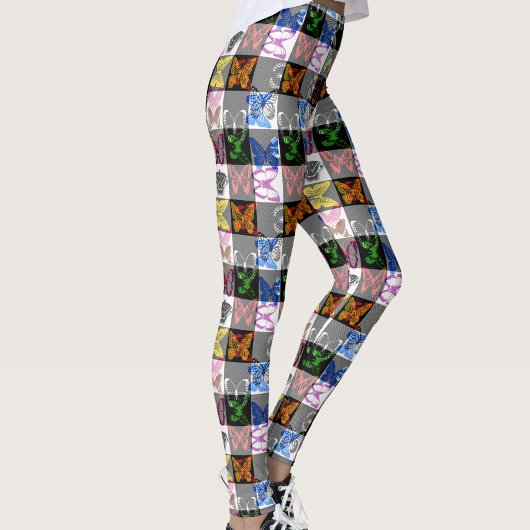 Colourful Butterfly Plaid Tartan Check Design  レギンス