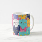 Colourful Cats Mug – Playful Feline Pop Art コーヒーマグカップ (正面右)
