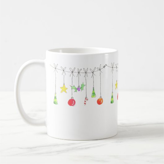 Colourful Christmas Ornaments コーヒーマグカップ (左)