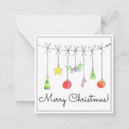Colourful Christmas Ornaments ノートカード