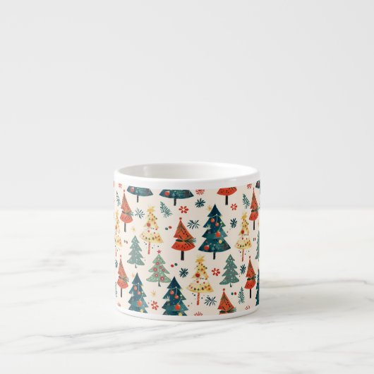Colourful Christmas Pine Trees Seamless Pattern エスプレッソカップ (正面)