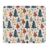Colourful Christmas Pine Trees Seamless Pattern カッティングボード (正面)